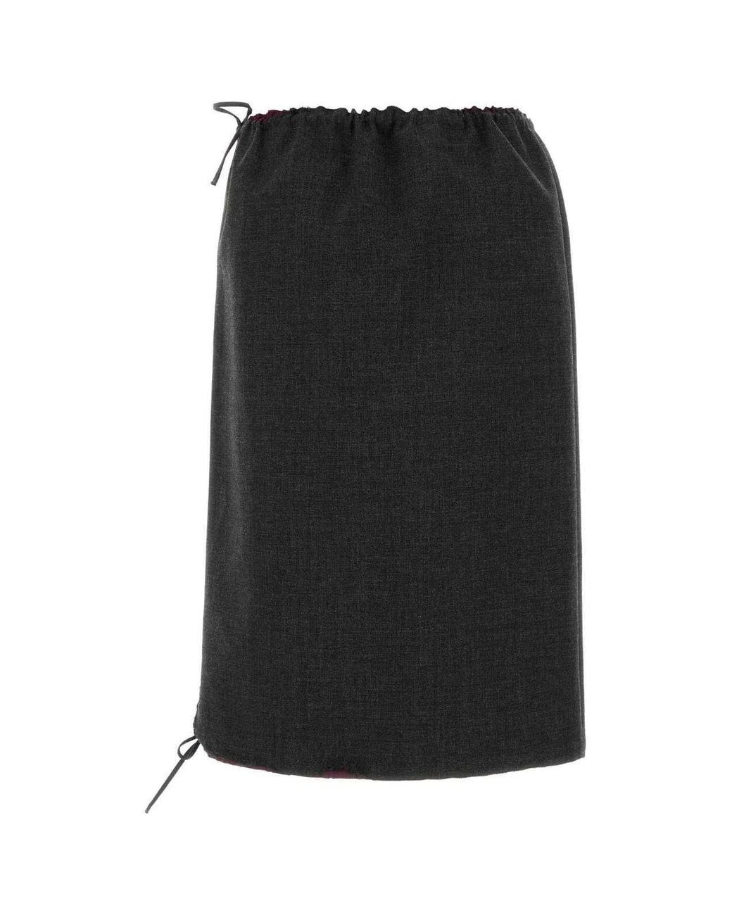 Prada Black Drawstring Midi Skirt