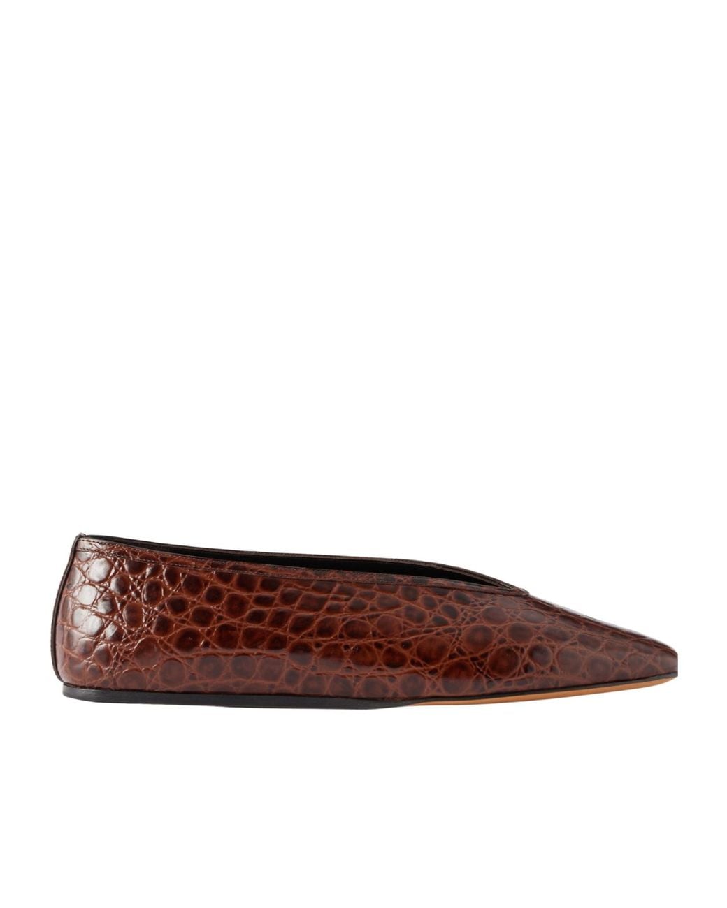 Le Monde Beryl Brown Luna Croc-Effect Leather Flats