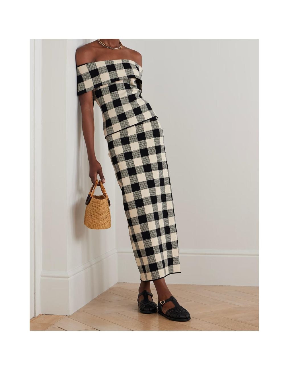 Posse Multicolor Pippa Checked Jacquard-Knit Maxi Skirt