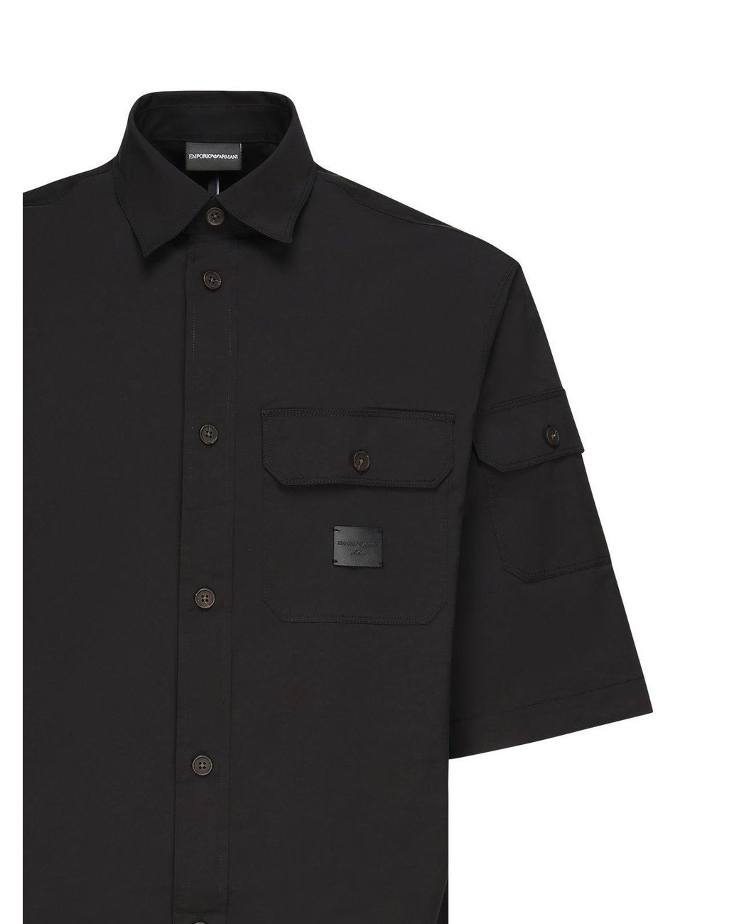 Emporio Armani Black Looose Fit Work Shirt for men