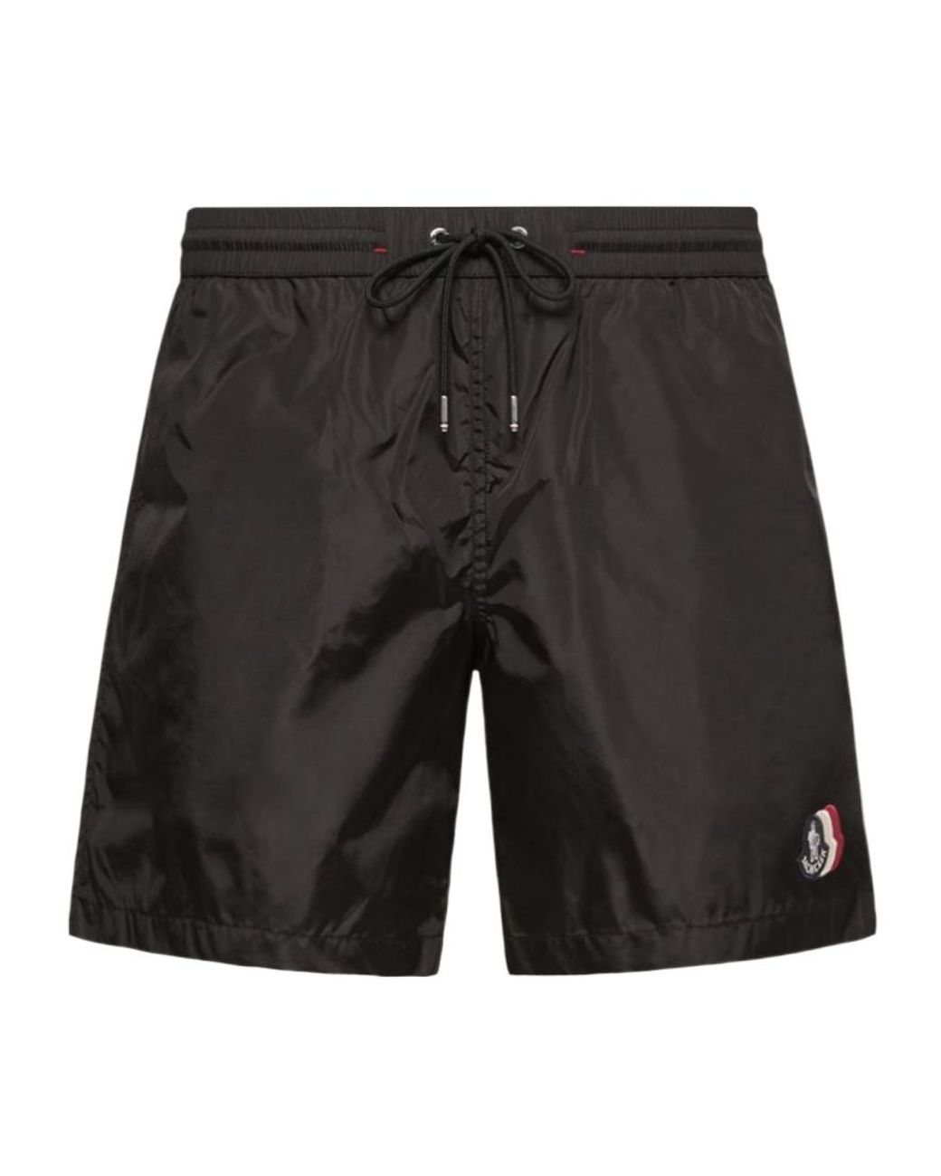 Moncler Black Logo Patch Drawstring Swim Shorts for men