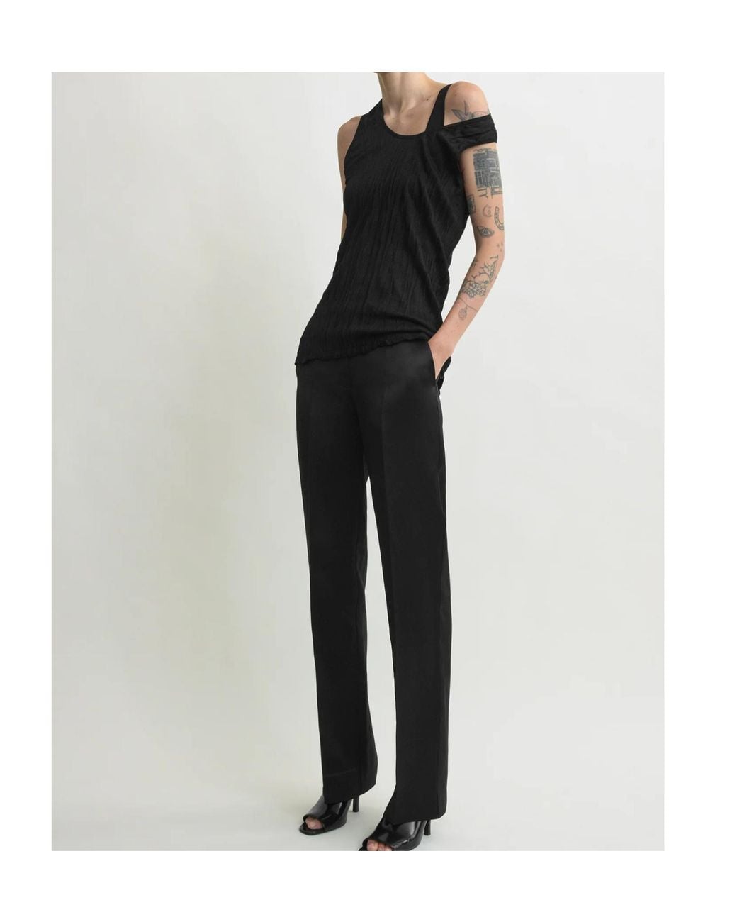 Totême  Black Totême Crinkled Knitted Tank Top