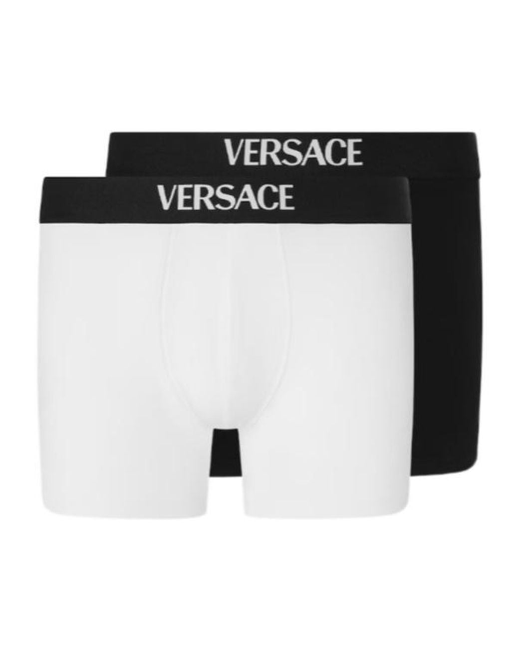 Versace Black Logo-Jacquard Two-Pack Long Trunks for men