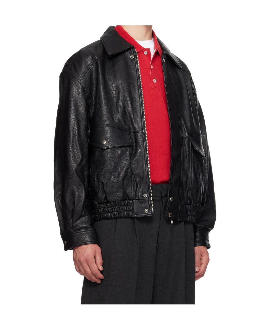 DUNST Black Oversized Leather Jacket