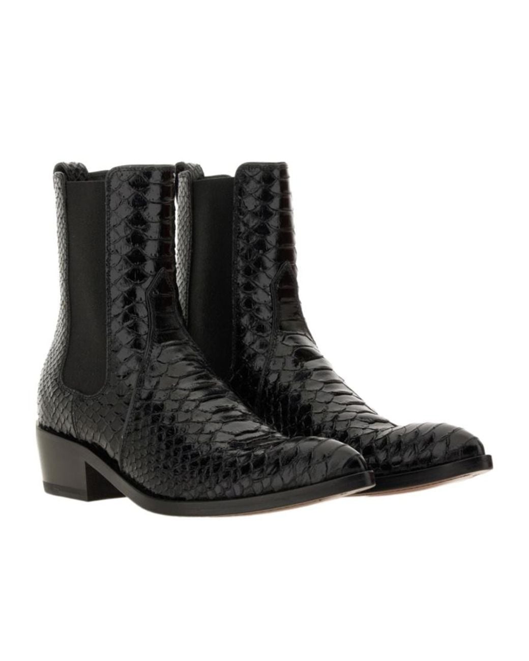 Tom Ford Black Embossed Slip-On Boots