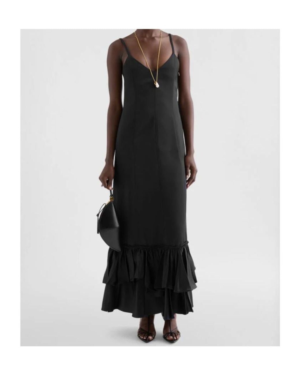 Jil Sander Black Silk Blend Ruffle Dress