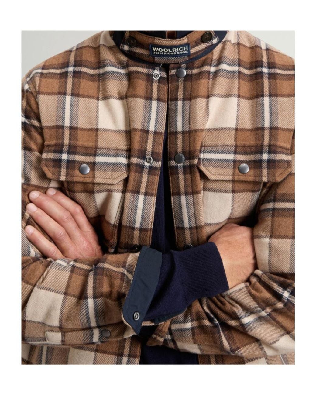 Woolrich Brown Checked Overshirt Jacket for men