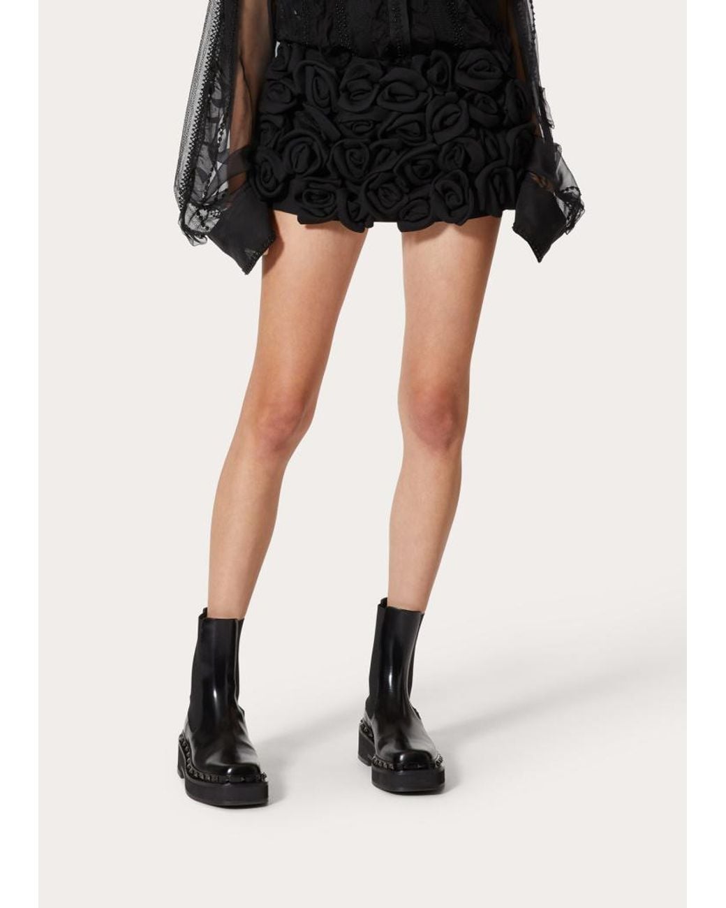 Valentino Black Crepe Couture Mini Skirt