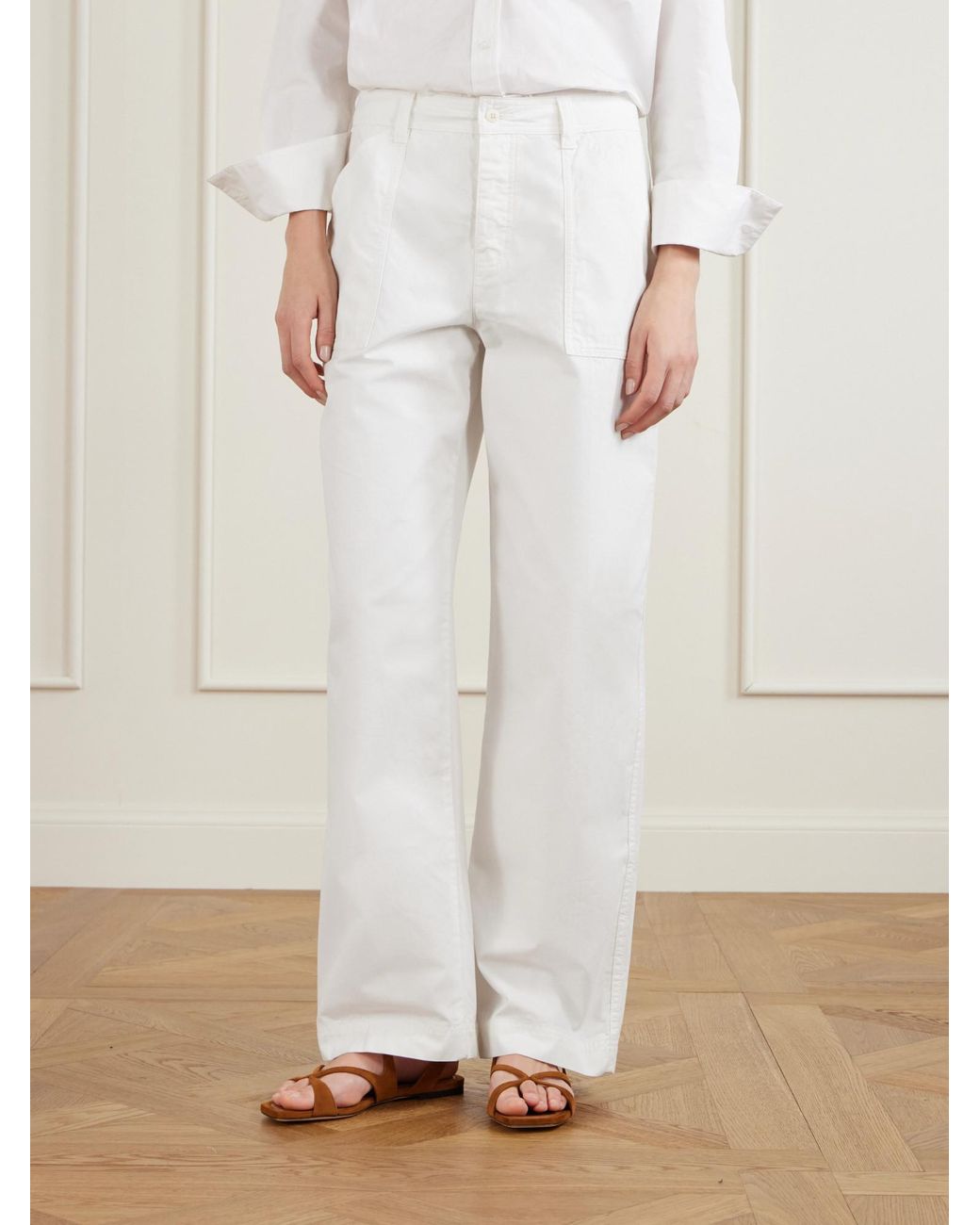 Matteau White Cotton Straight-Leg Pants