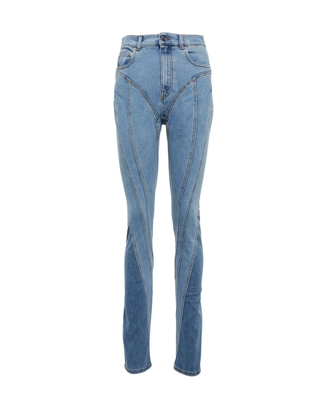 Mugler Blue Sew-On Detail Jeans Leggings