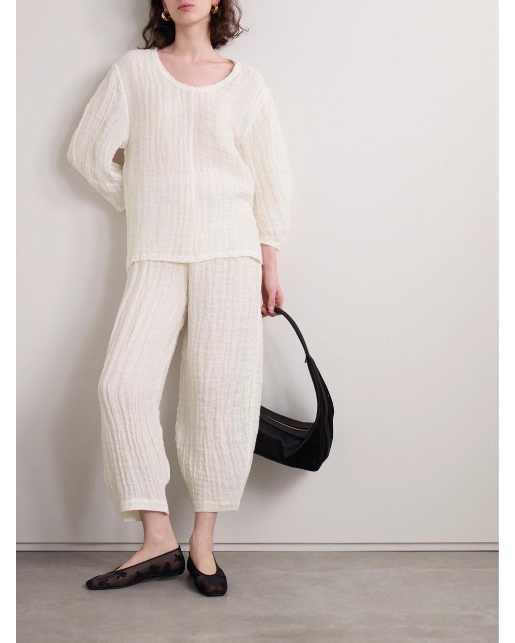 By Malene Birger White Mikala Organic Linen-Gauze Blouse
