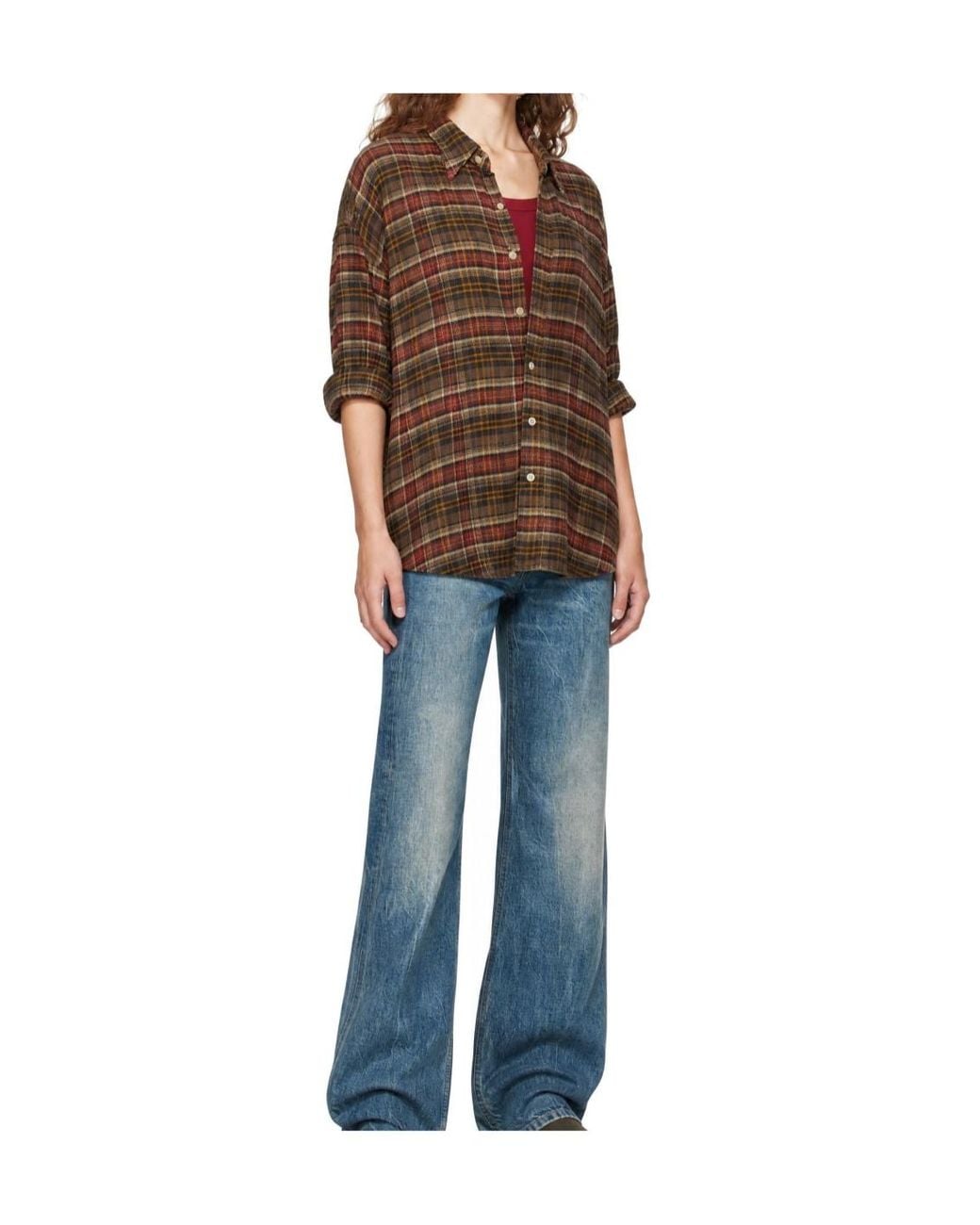R13 Brown Dropped-Neck Shirt