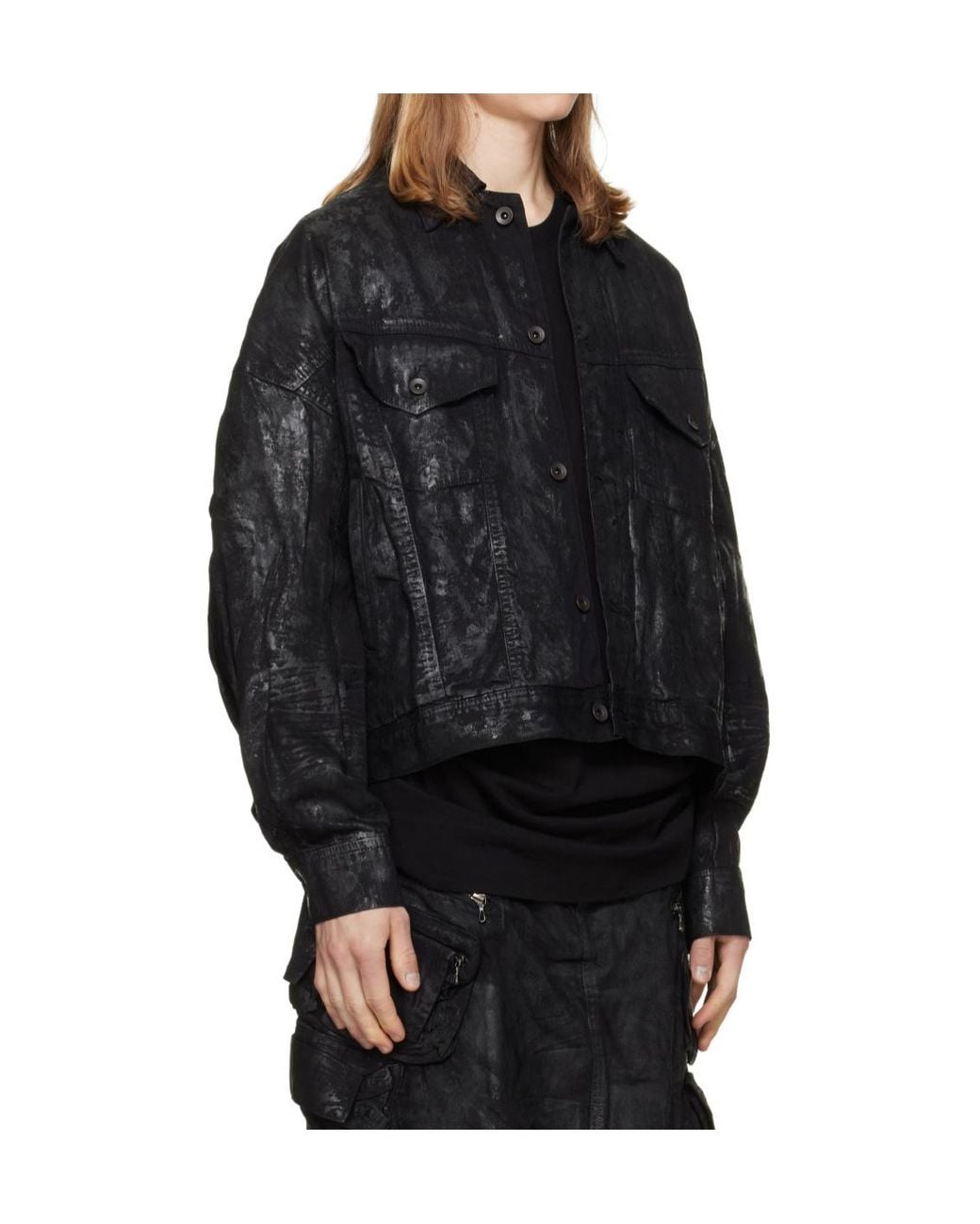 Julius Black Coated Dk Denim Jacket for men
