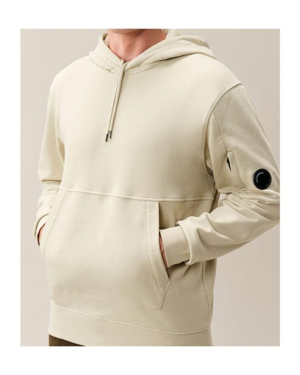 C P Company Gray Lens Detailed Drawstring Hoodie for men