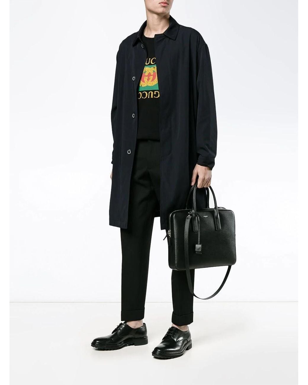 Saint Laurent Black Small Museum Briefcase for men