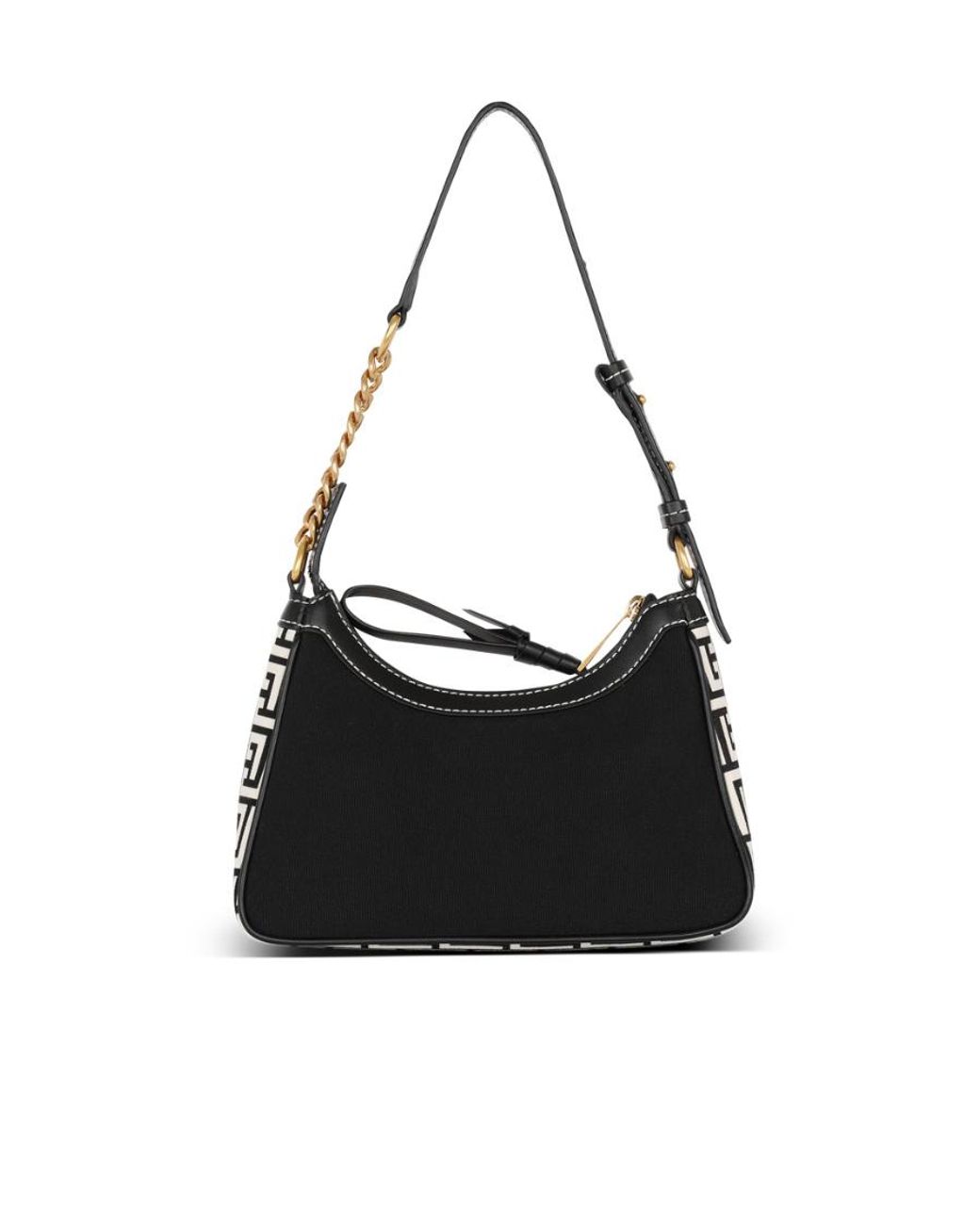 Balmain Black B-Army Monogrammed Canvas And Smooth Leather Handbag