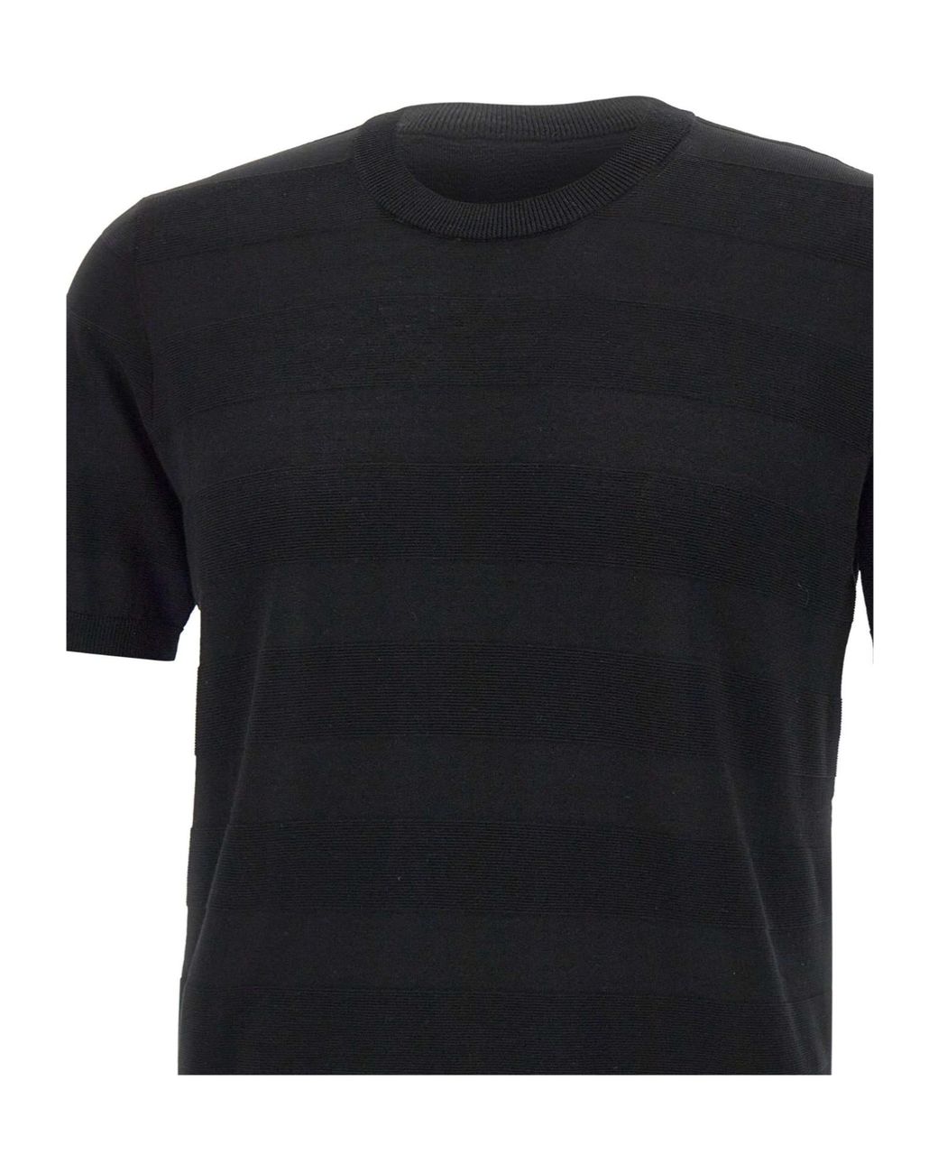 Kangra Cashmere Black Kangra Textured Short-Sleeve Knitted Top for men