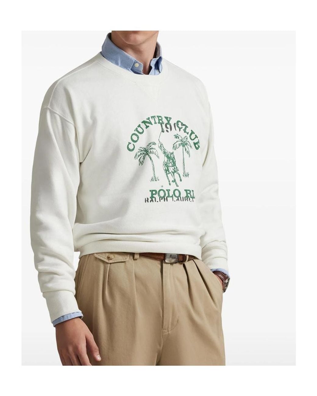 Polo Ralph Lauren White Versatile Comfortable Sweatshirt for men