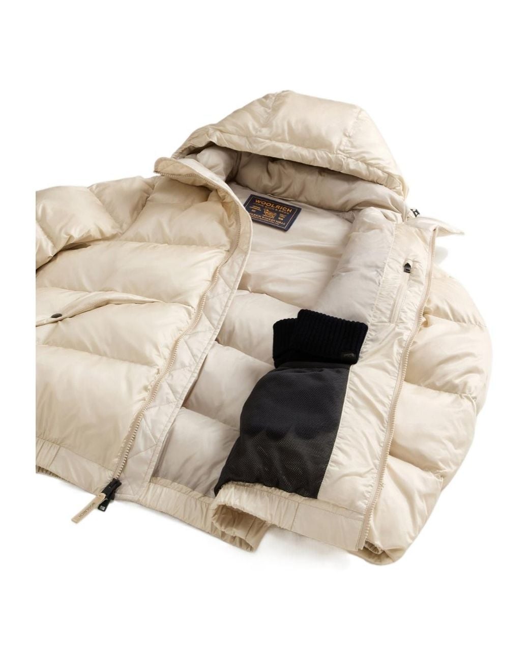 Woolrich Natural Pertex Hooded Puffer Jacket for men