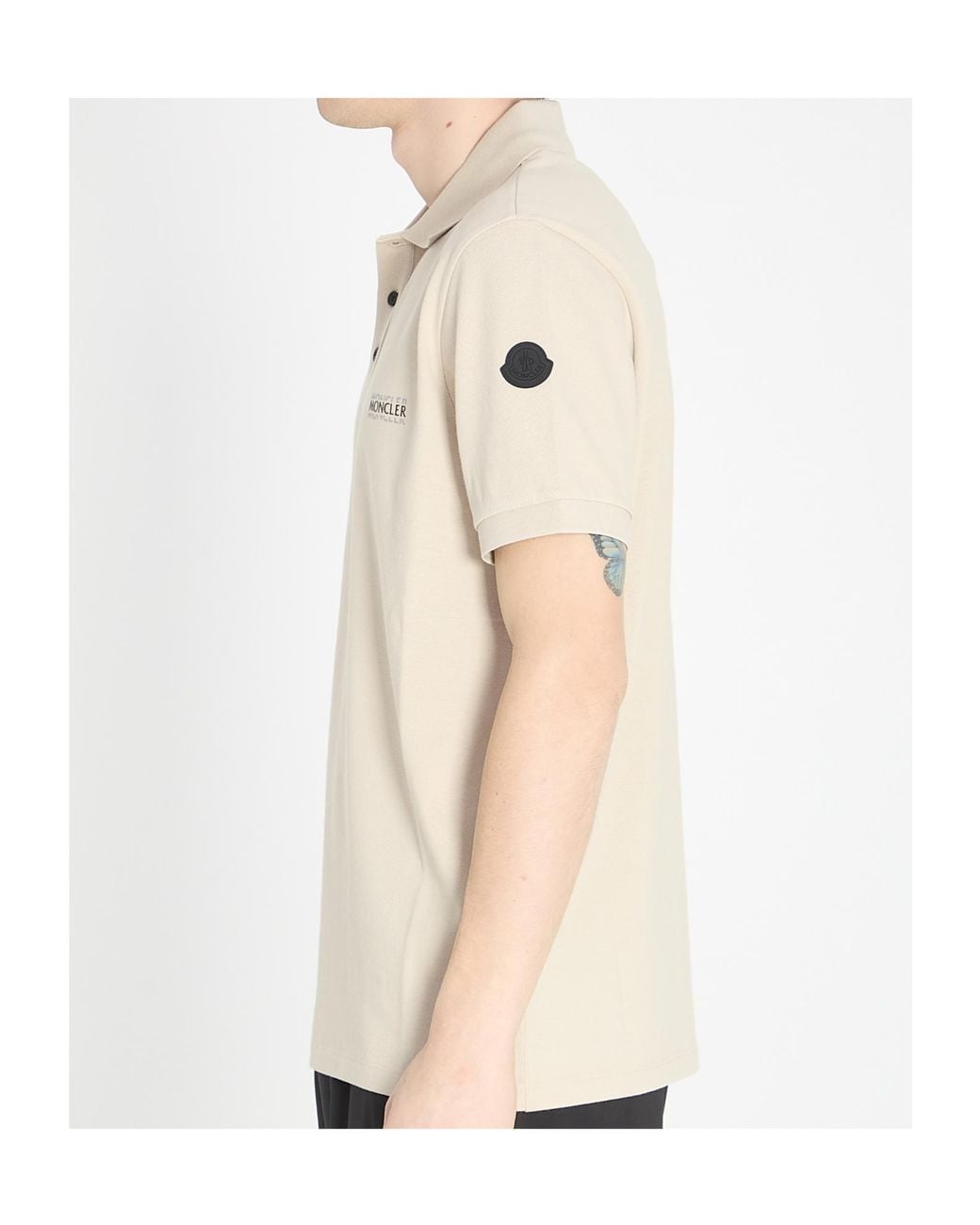 Moncler Natural Logo Patch Short-Sleeve Polo Shirt for men