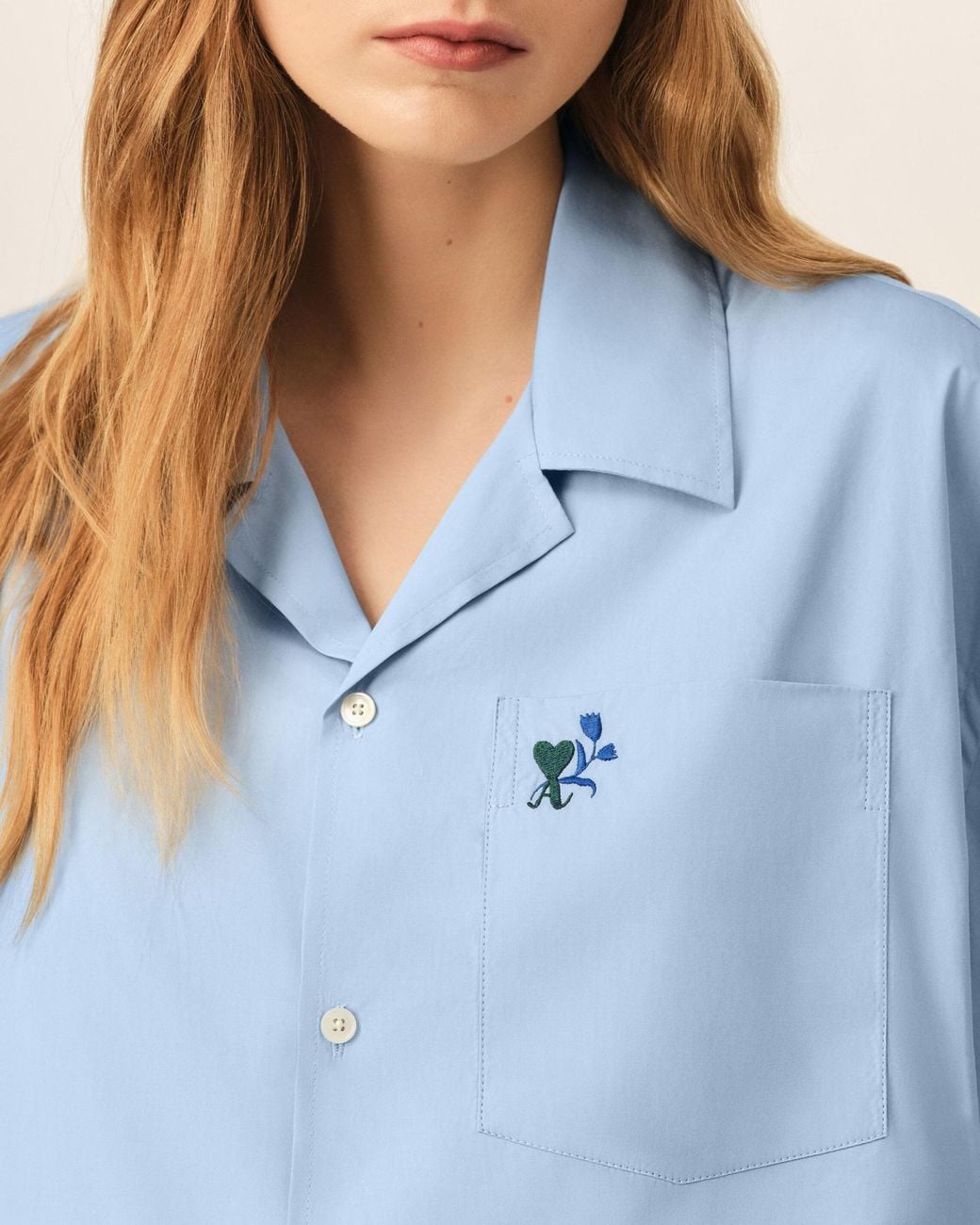 AMI Blue Apos;S Ami De Caur-Pocket Short-Sleeve Shirt for men