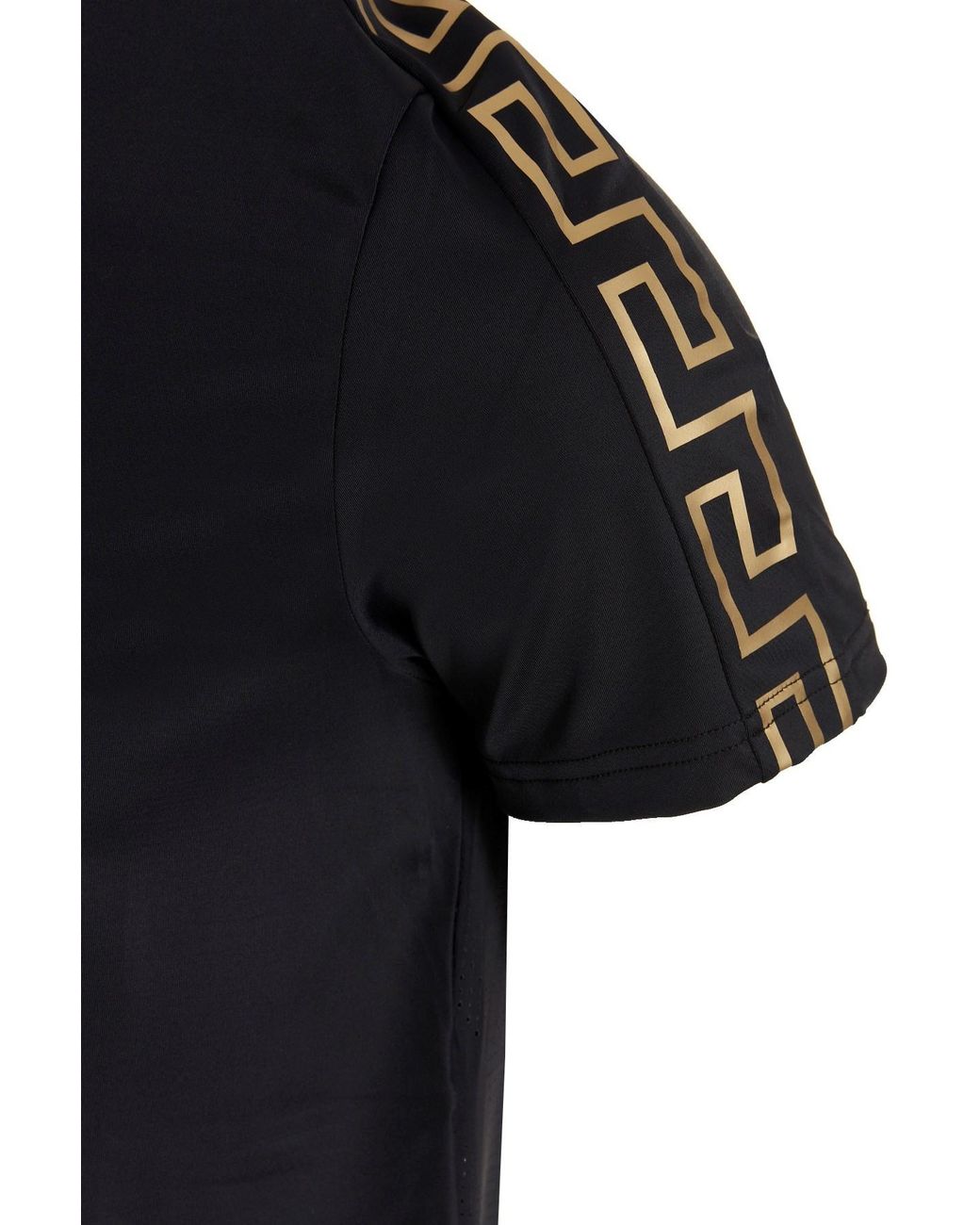 Versace Black La Greca-Print Short-Sleeve T-Shirt for men