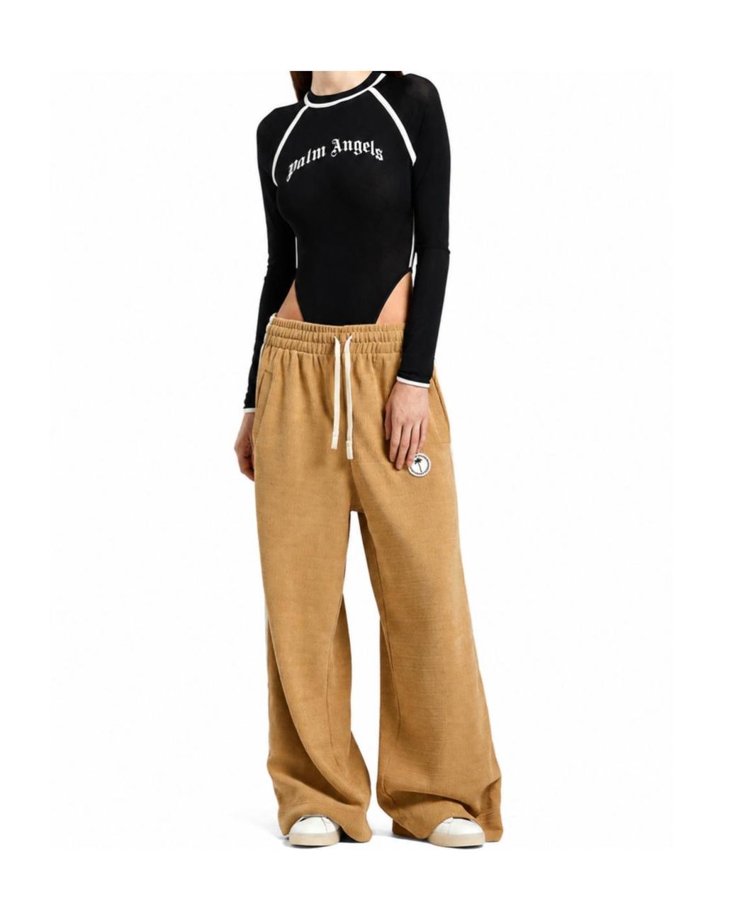 Palm Angels Natural Drawstring Athletic Pants