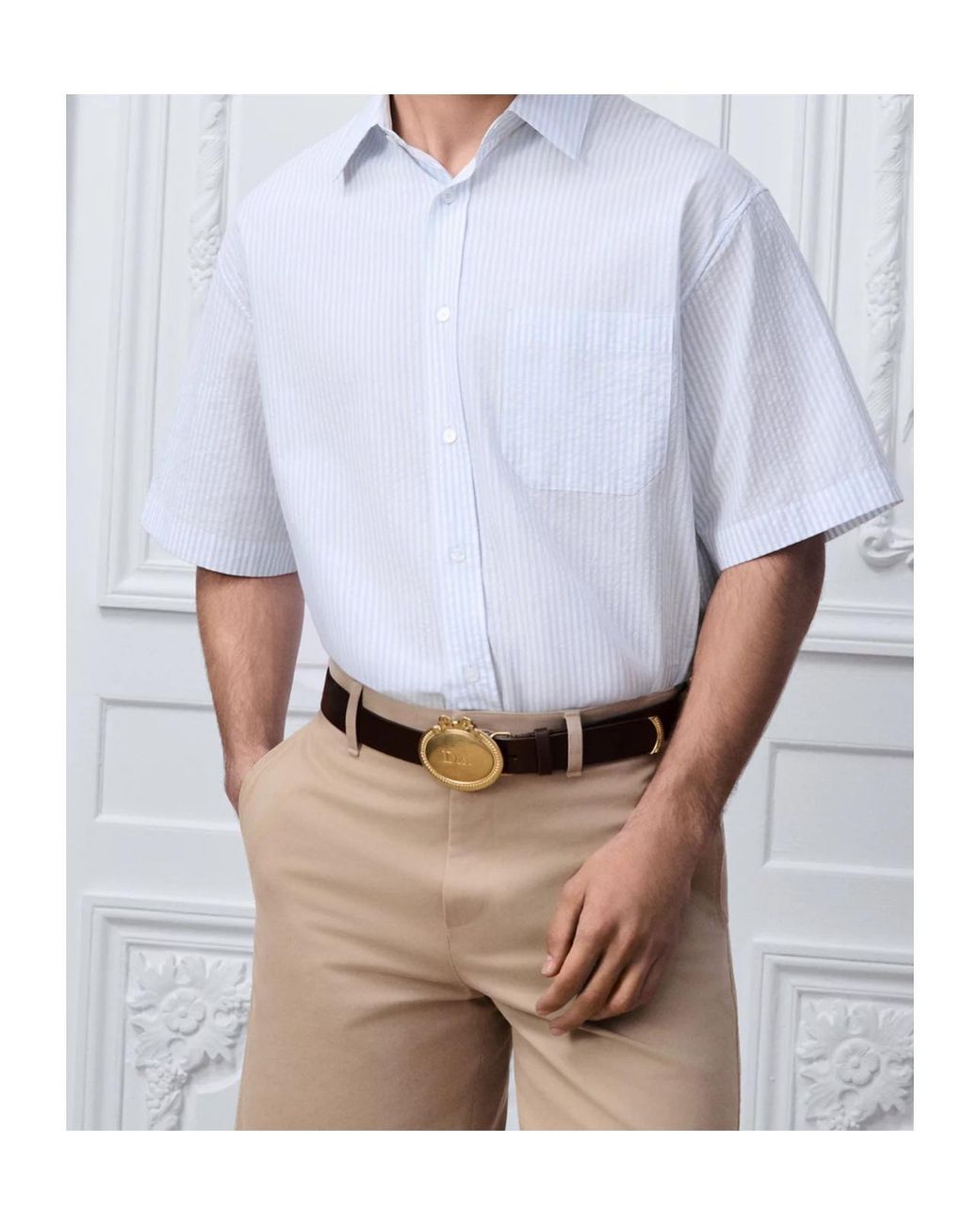 Dior White Iviera Short-Sleeved Shirt for men