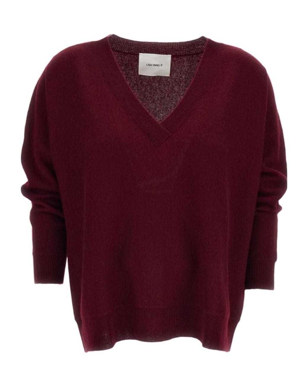 Lisa Yang Red V-Neck Knitted Sweater