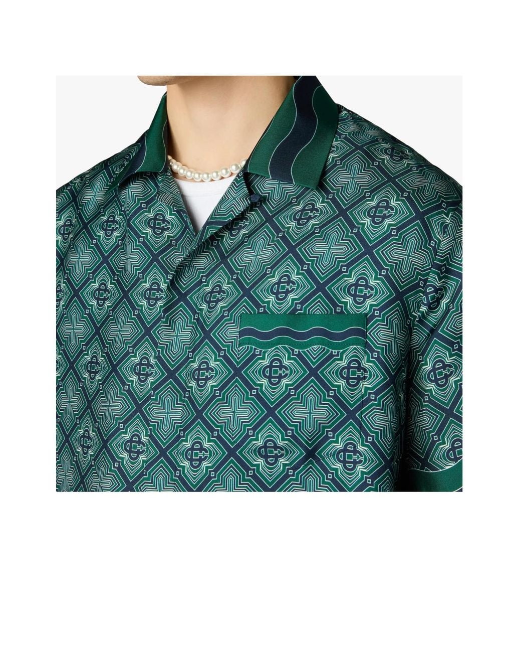 Casablanca Green Radiating Monogram Cuban Shirt for men