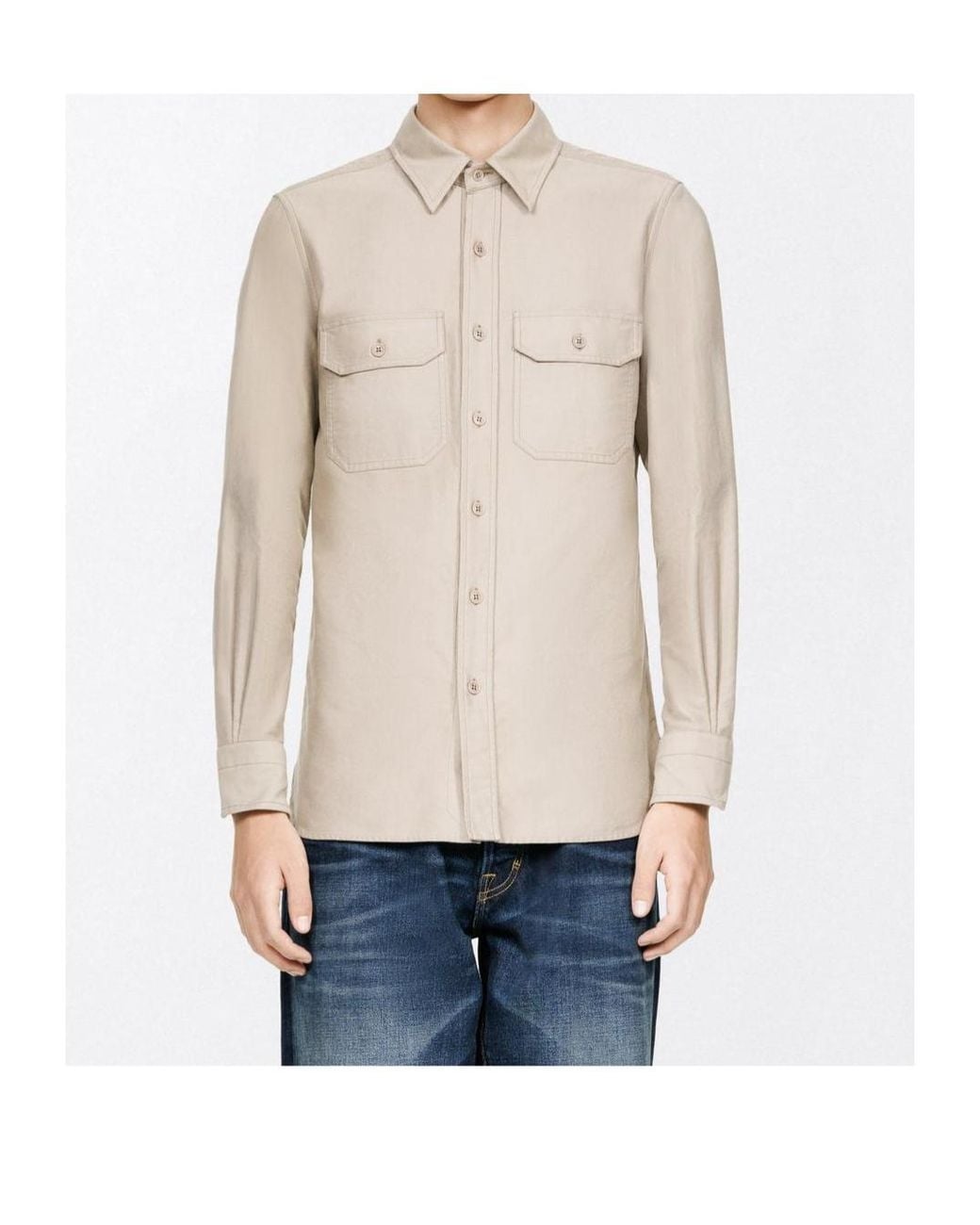 Tom Ford Natural Military Patch-Pocket Shirt for men