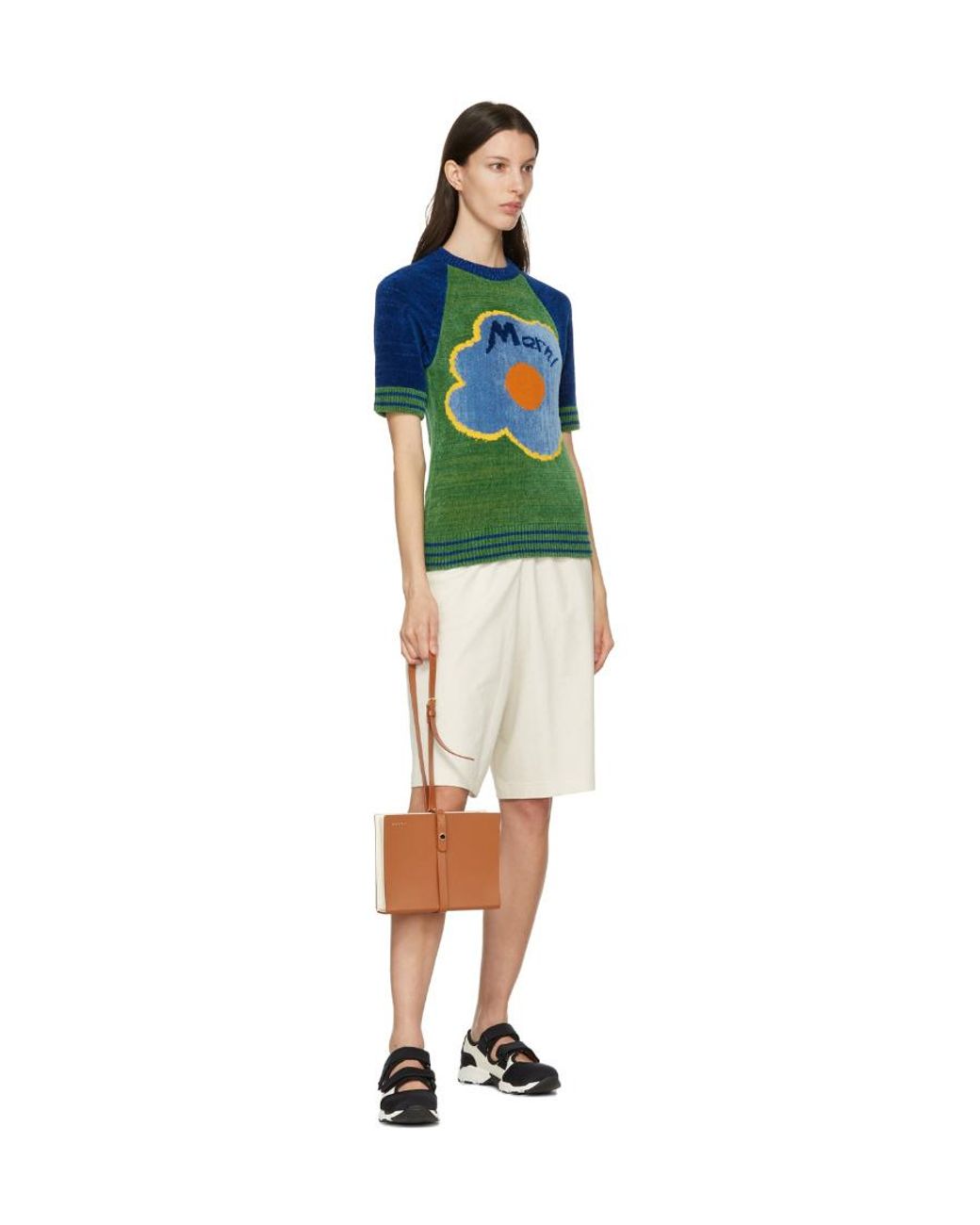 Marni Brown Calf Leather Strapped Clutch Bag