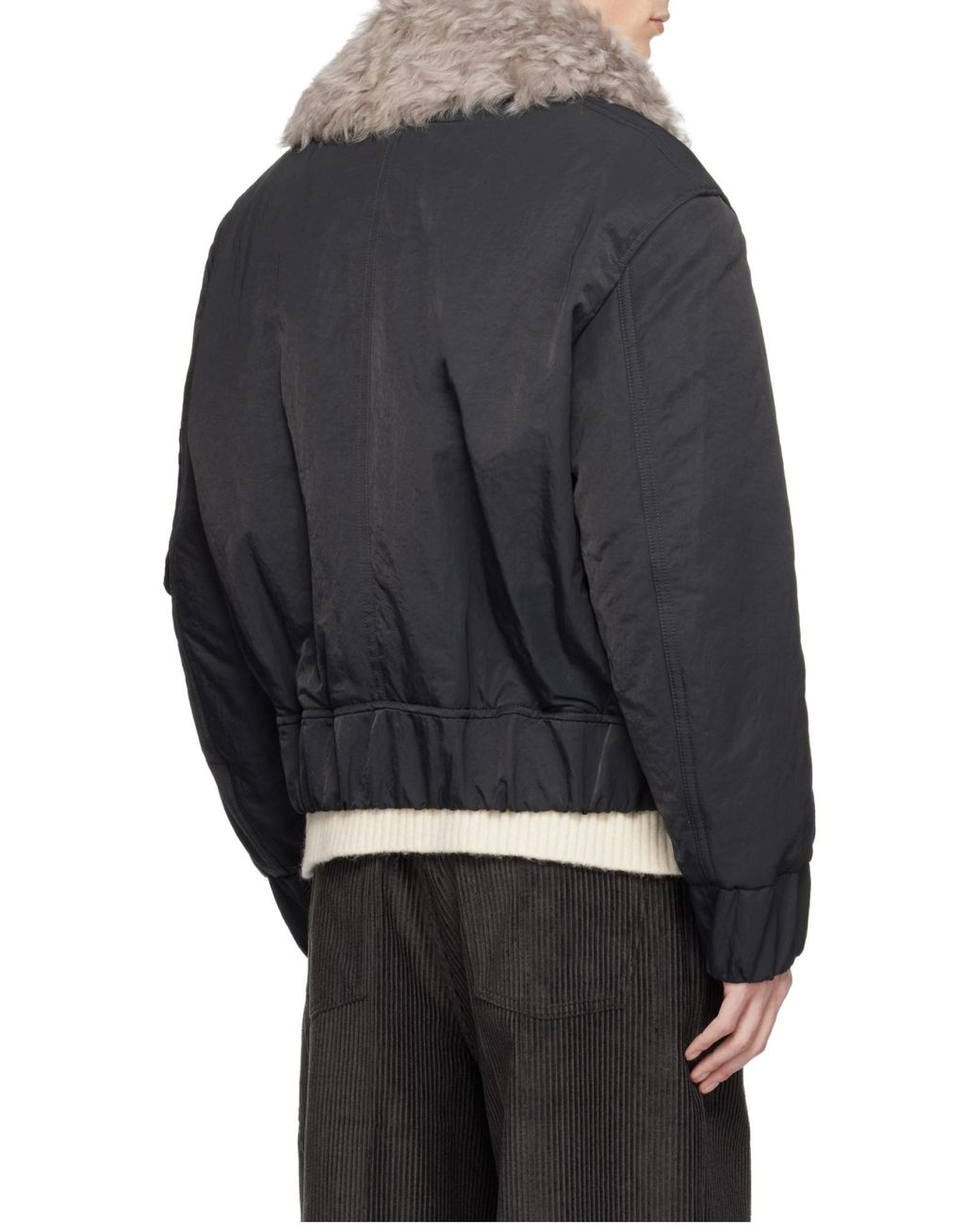 AMI Gray Ami Alexandre Mattiussi Bomber Jacket With Grey Shearling Collar for men