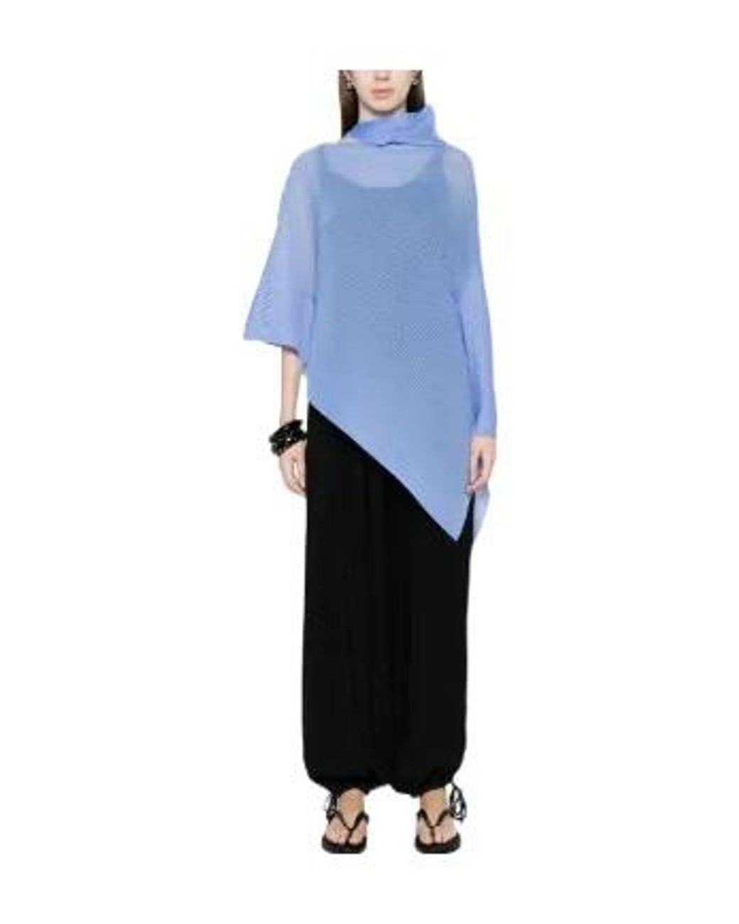 Issey Miyake Blue Pleated Poncho