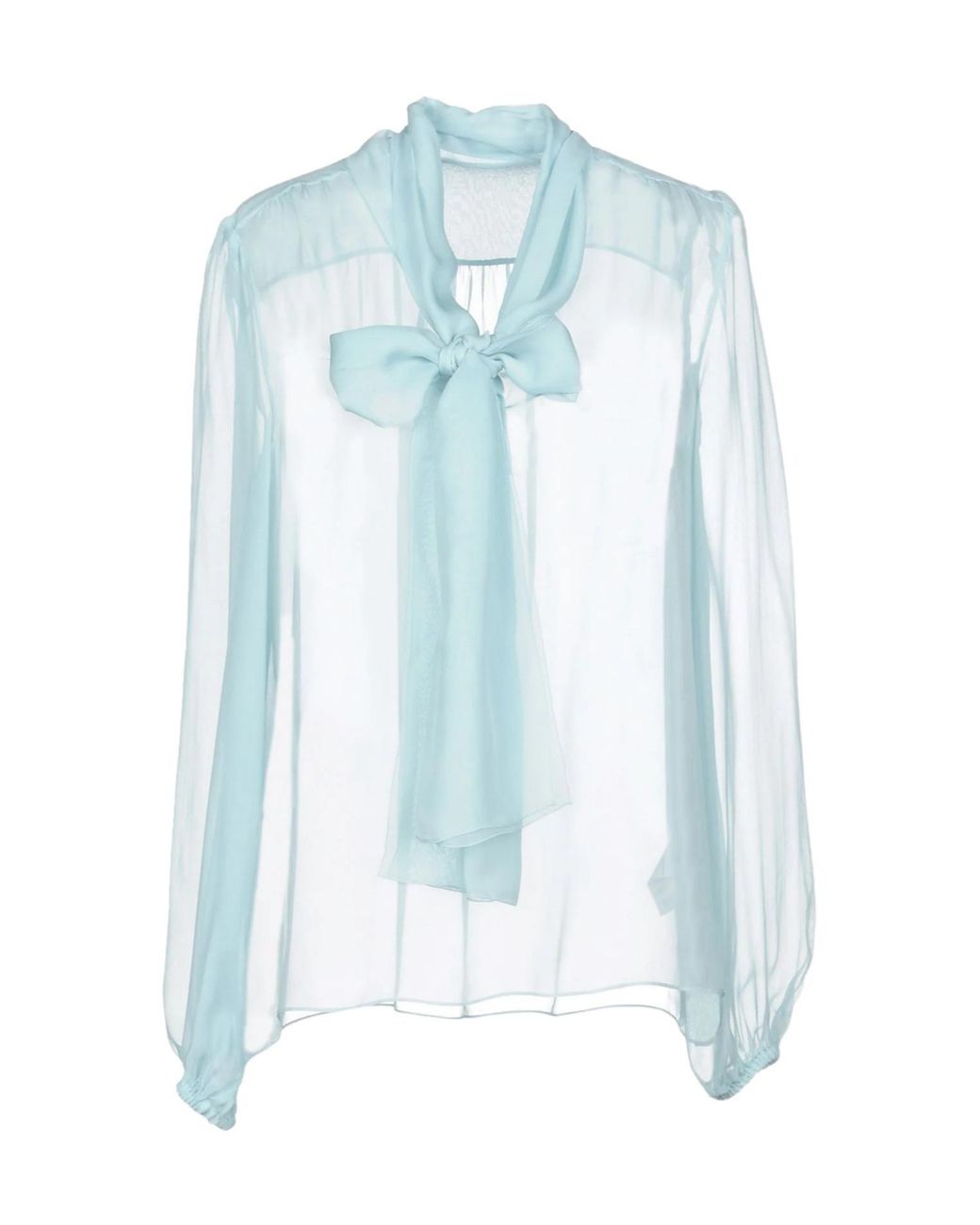 Dolce & Gabbana Blue Chiffon Long-Sleeve Top