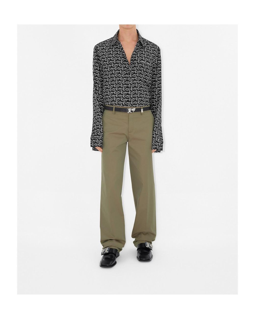 Burberry Green Mid Rise Straight-Leg Trousers for men