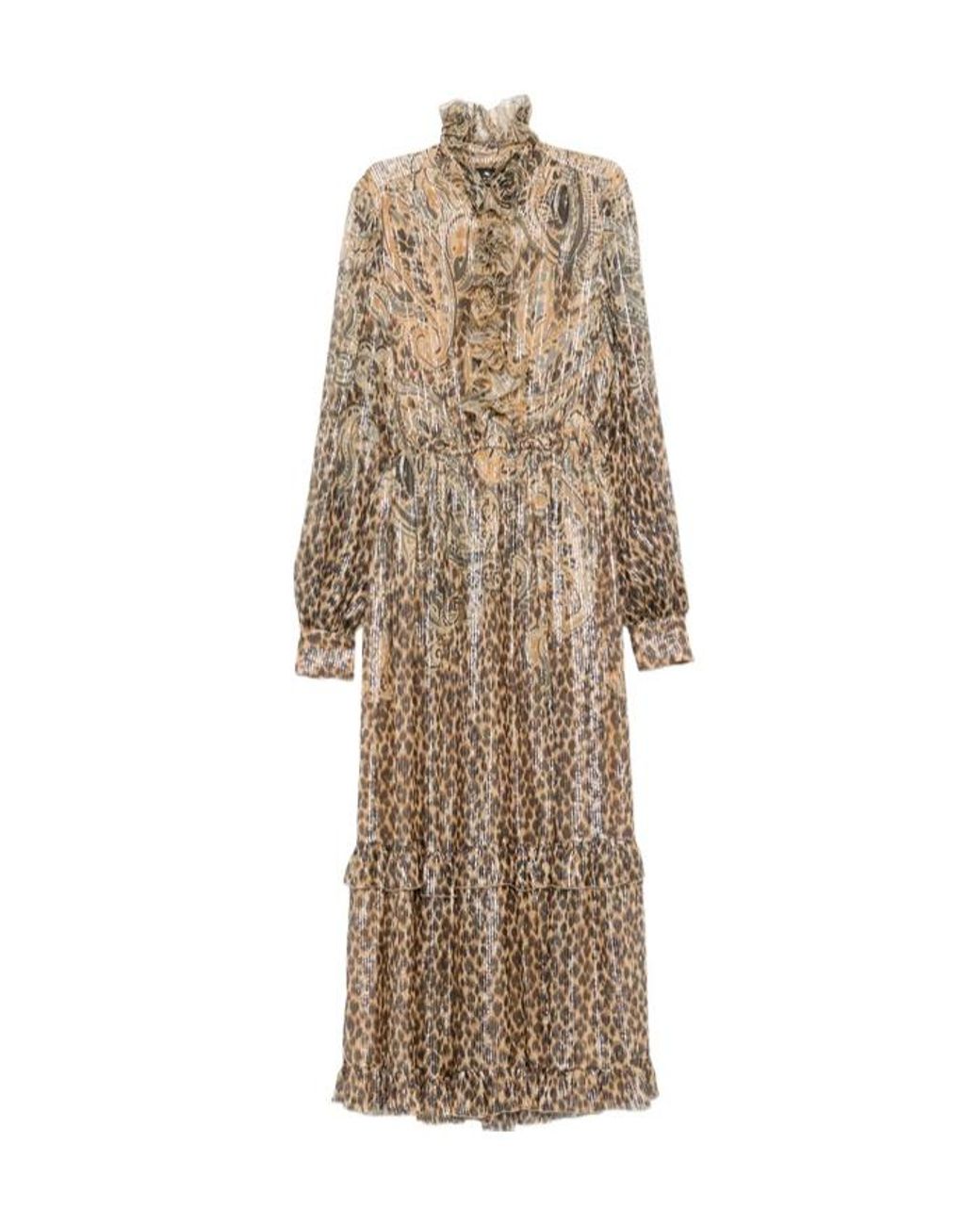 Etro Natural Puff Sleeved Paisley Leopard-Printed Maxi Dress