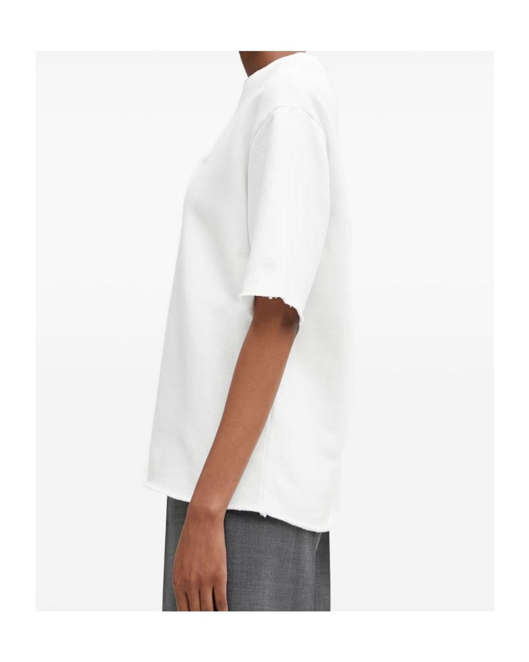 MM6 by Maison Margiela Gray Logo-Patch Raw-Edge T-Shirt