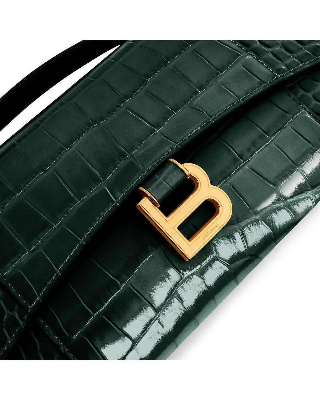 Balenciaga Green Hourglass Pochette With Chain