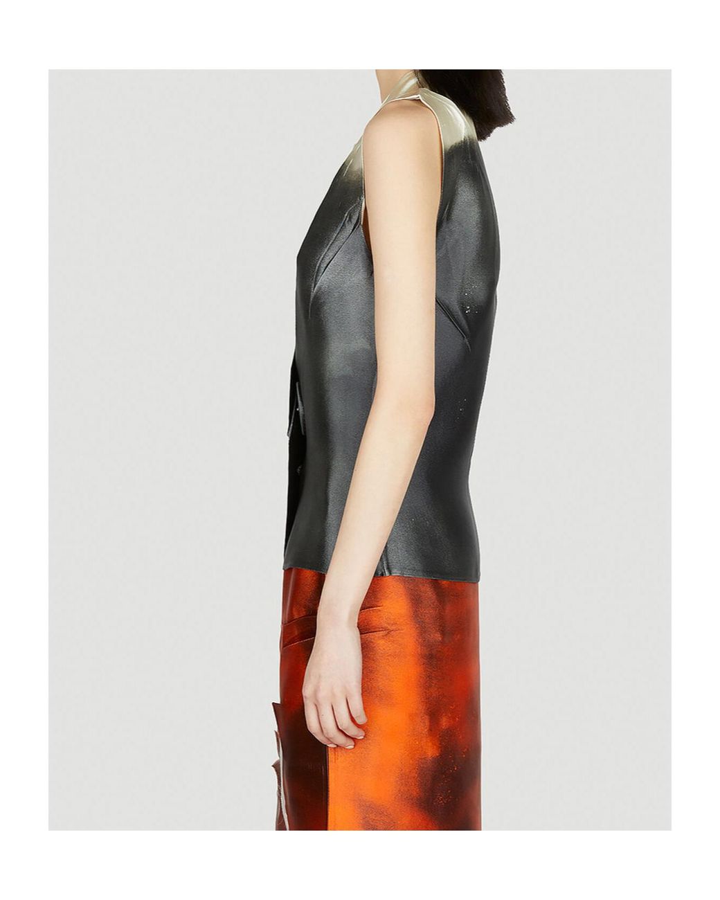 Prada Gray Tie-Dyed V-Neck Sleeveless Blouse