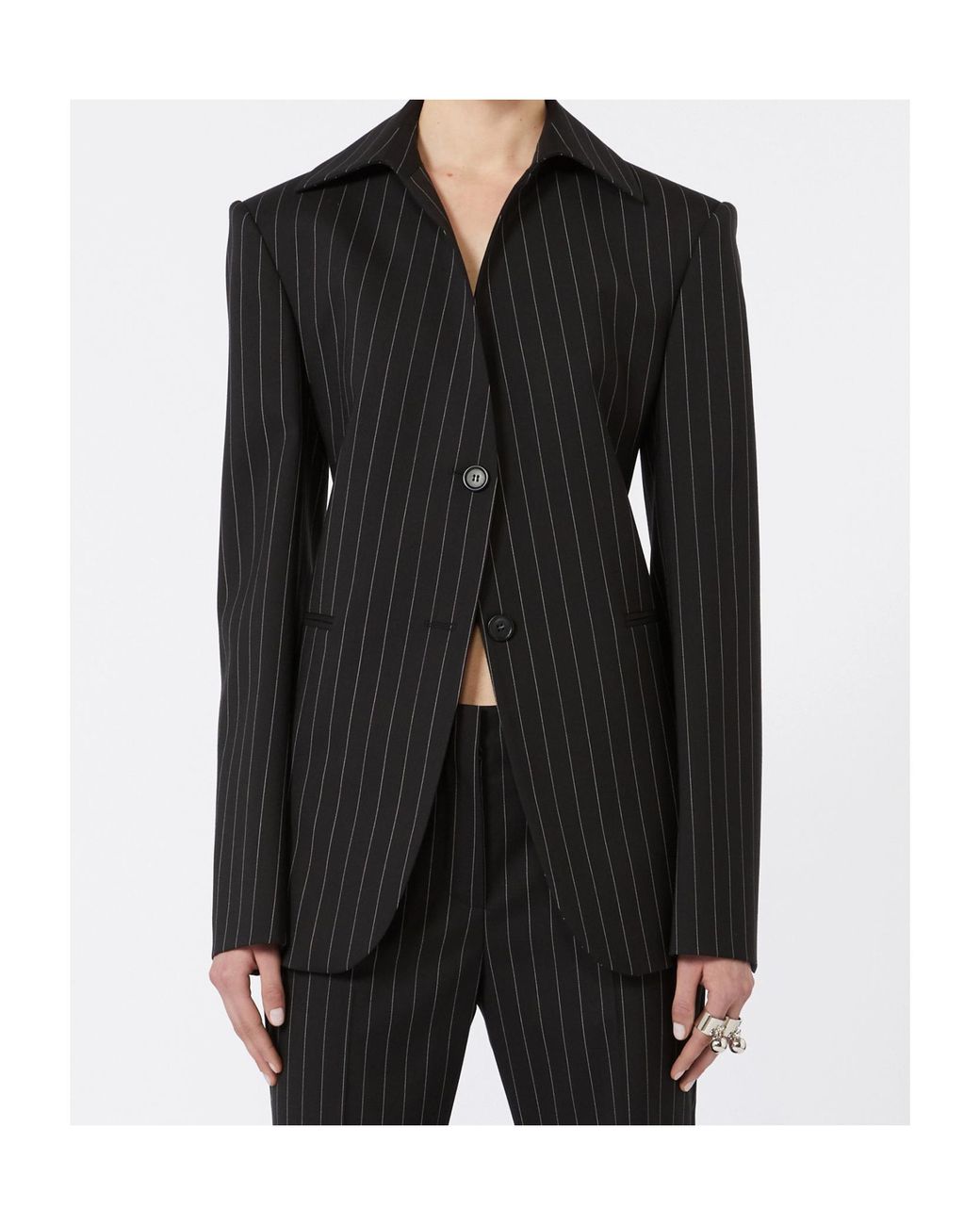 Sportmax Black Rive Pinstriped Tight Blazer