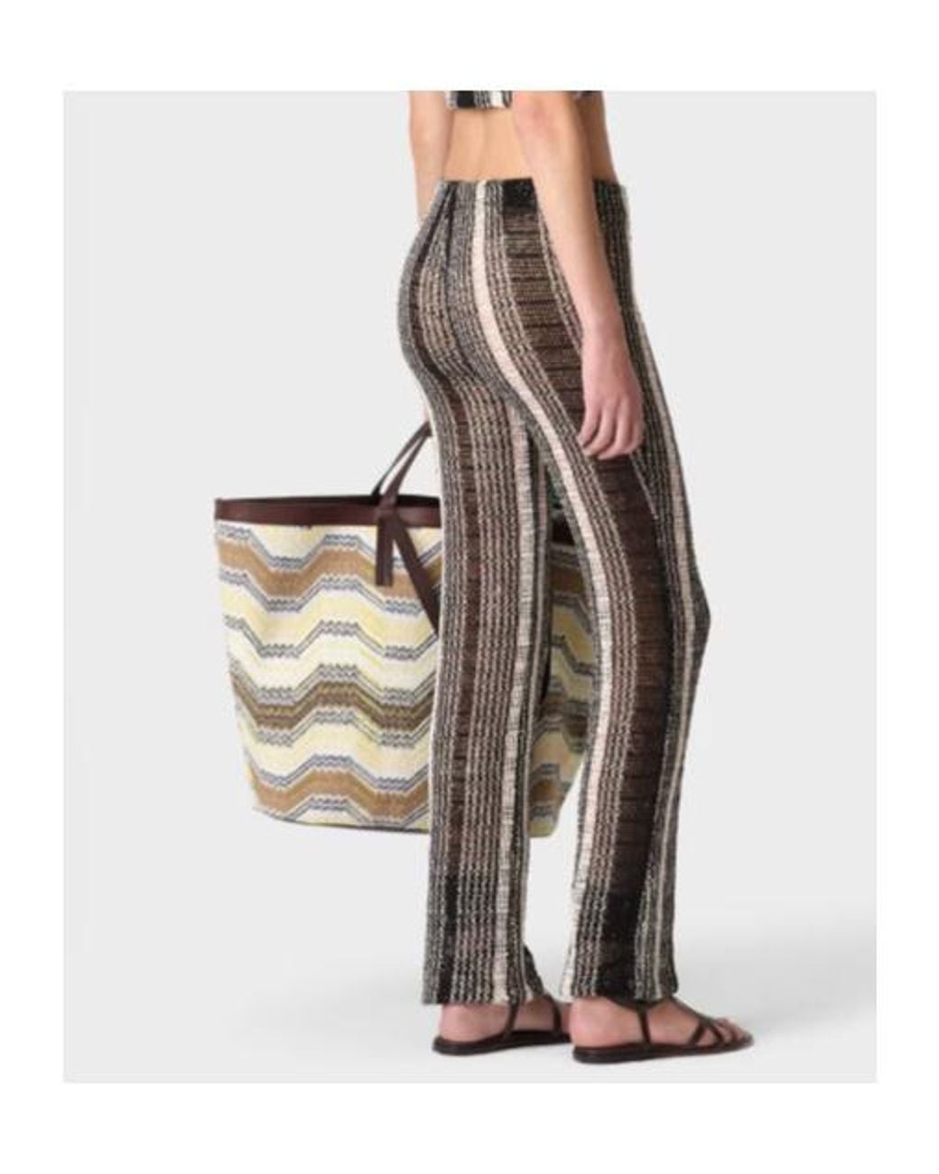 Missoni Gray And Ivory Cotton Blend Mesh Trousers With Embroidered Sequins