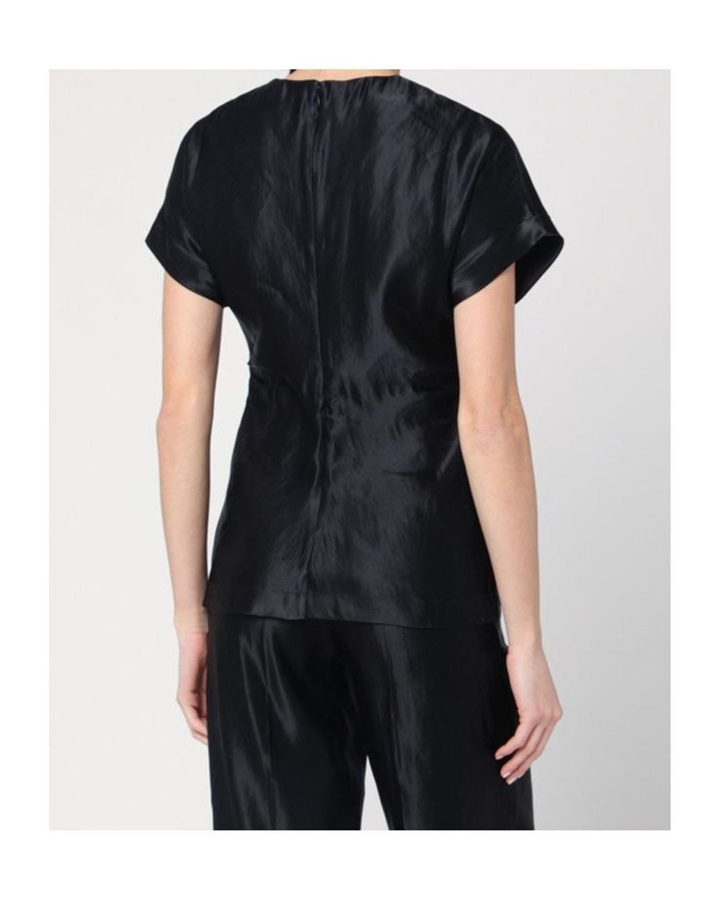Loulou de Saison Black Peroli Silk-Blend Top