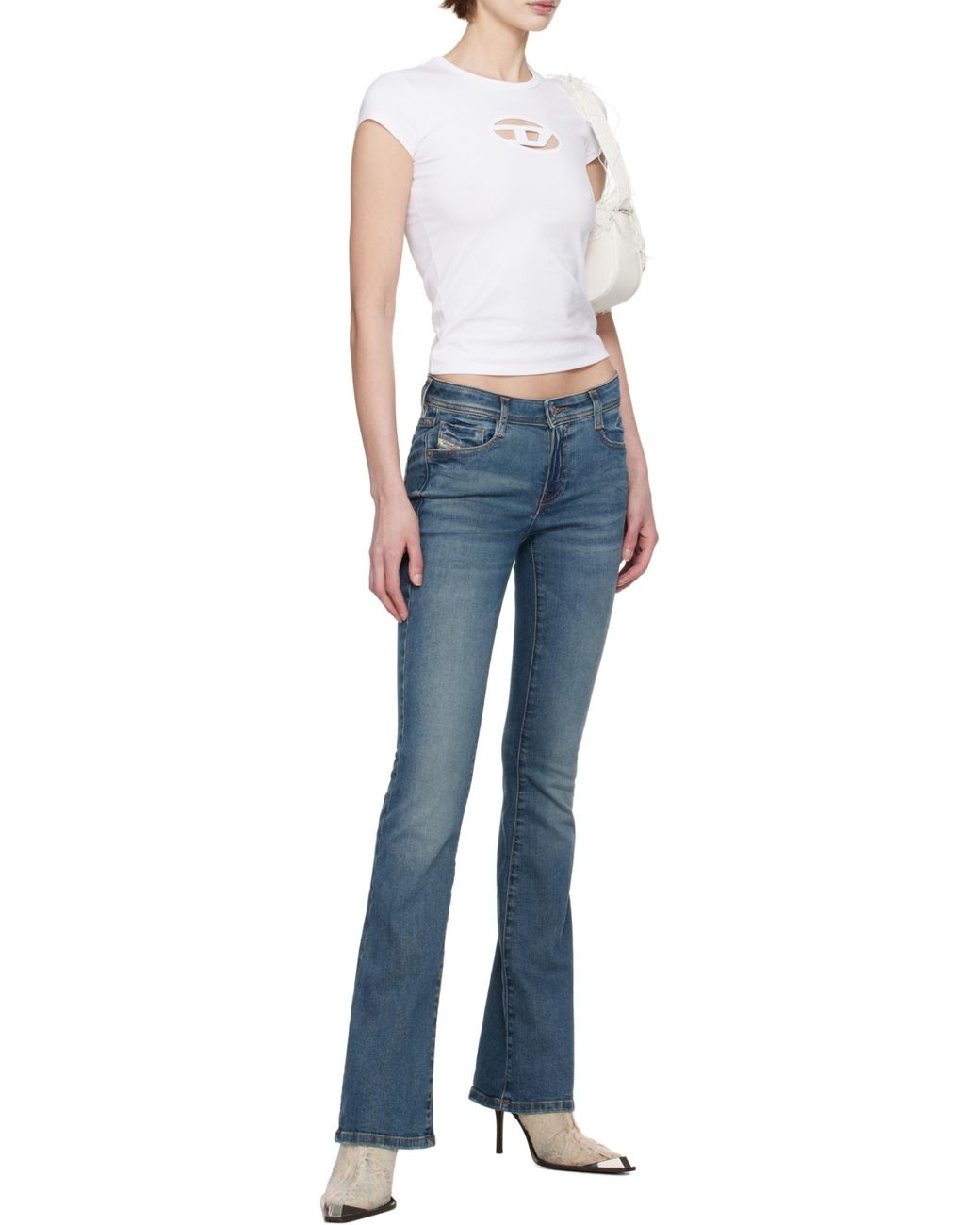 DIESEL White T-Angie Cut-Out T-Shirt