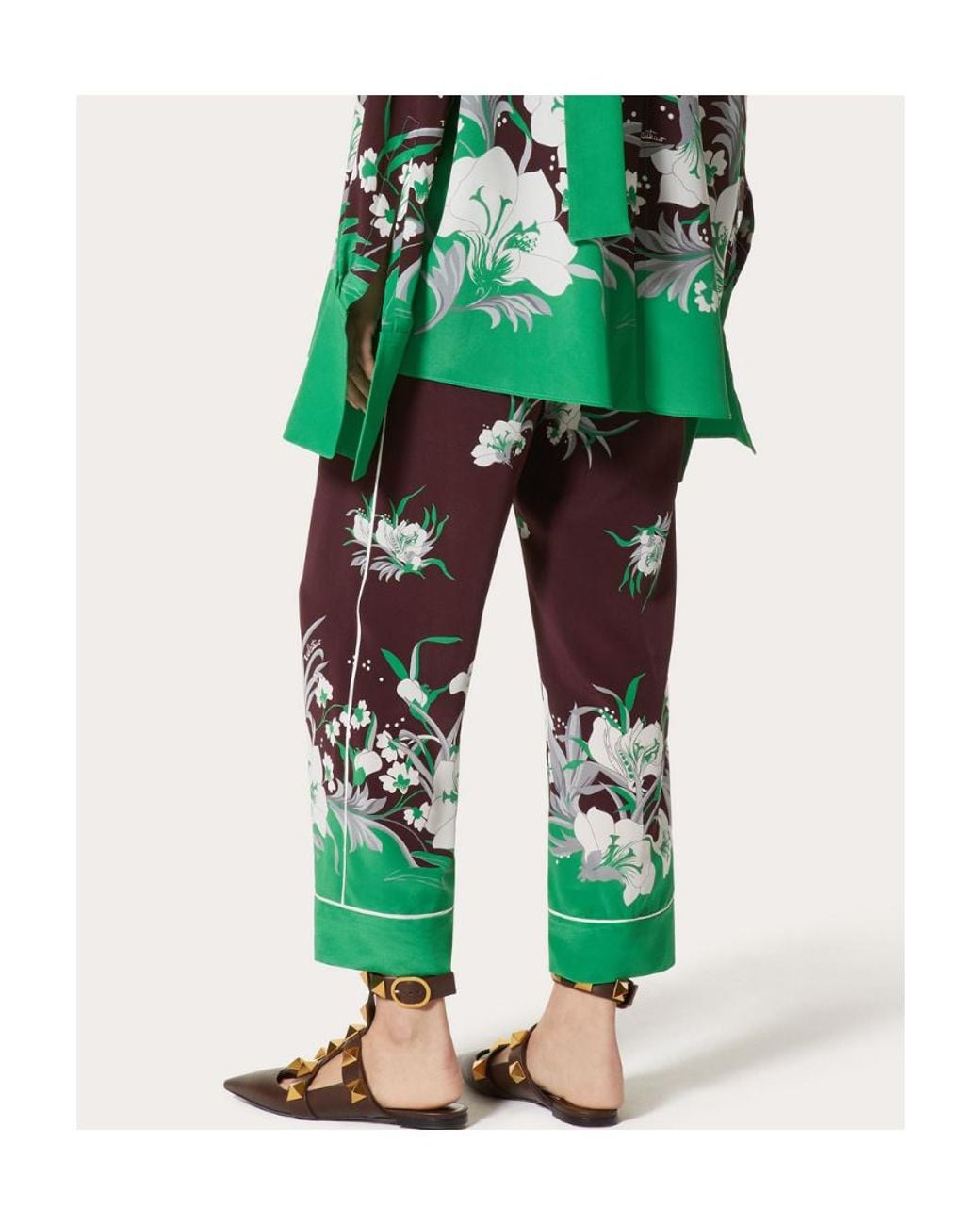 Valentino Purple Floral Printed Pajama Pants