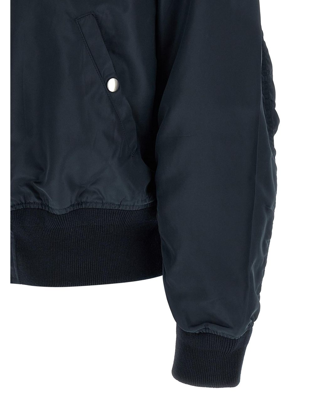 Prada Blue Triangle-Logo Zip-Up Bomber Jacket