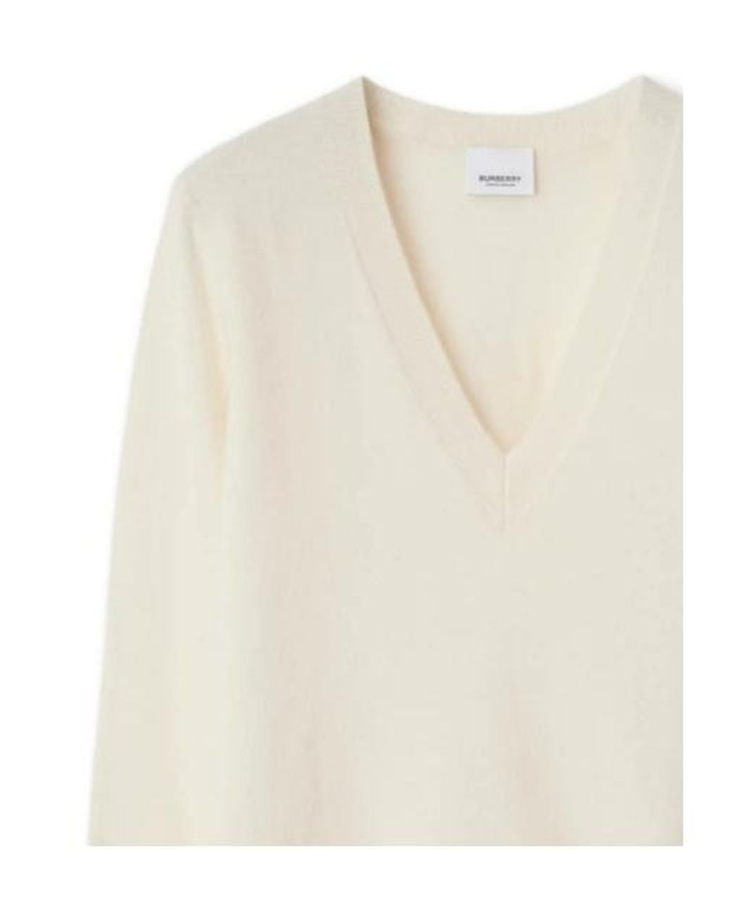 Burberry White Logo Cashmere Sweater