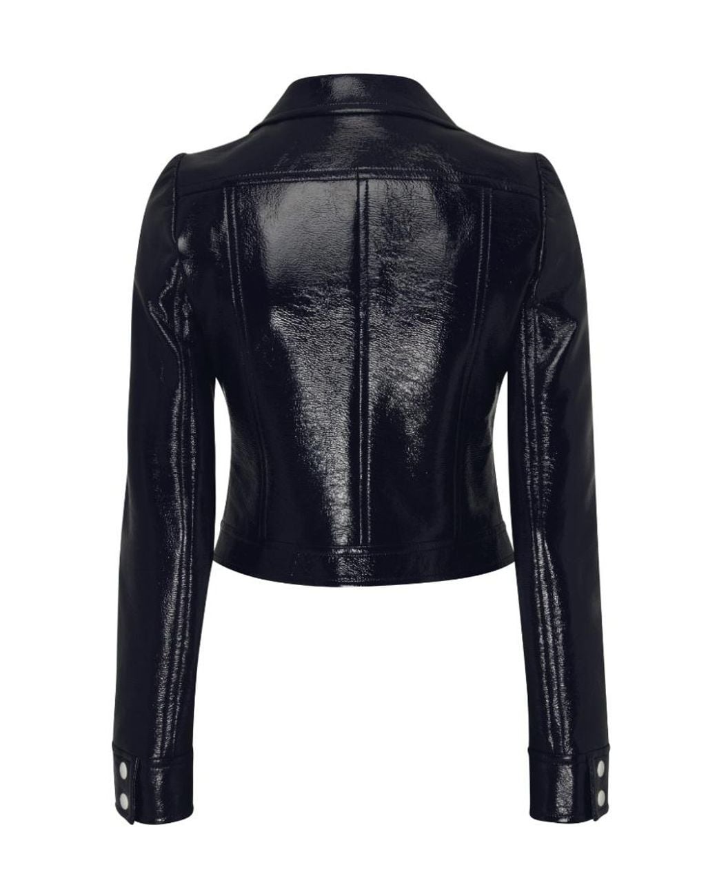 Courreges Blue Long-Sleeve Logo Leather Jacket