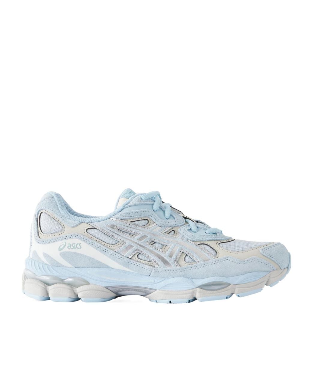 Asics Blue Suede-Trimmed Mesh Sneakers