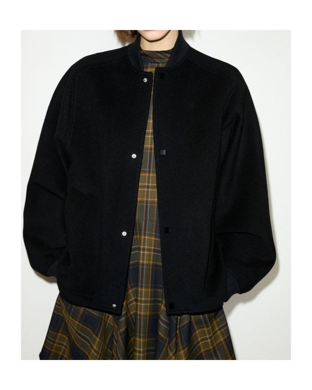 MAX&Co. Black Double-Woven Wool Bomber Jacket